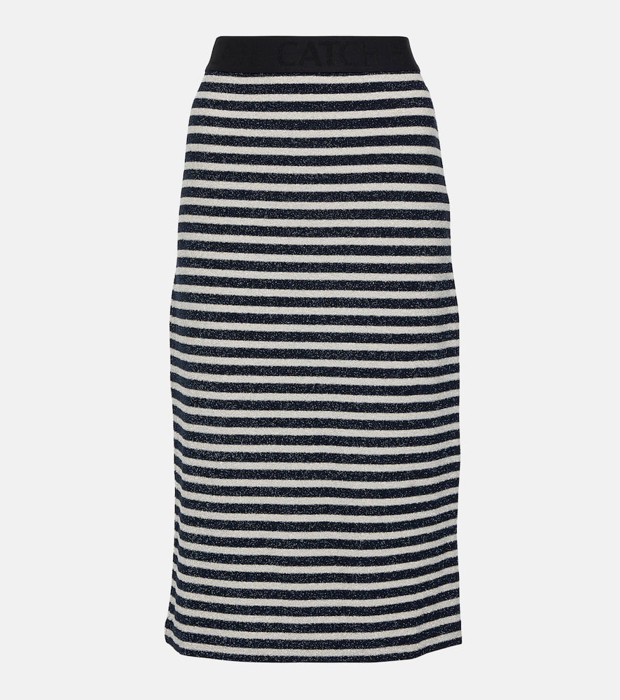 Endless Shimmer striped jersey midi skirt