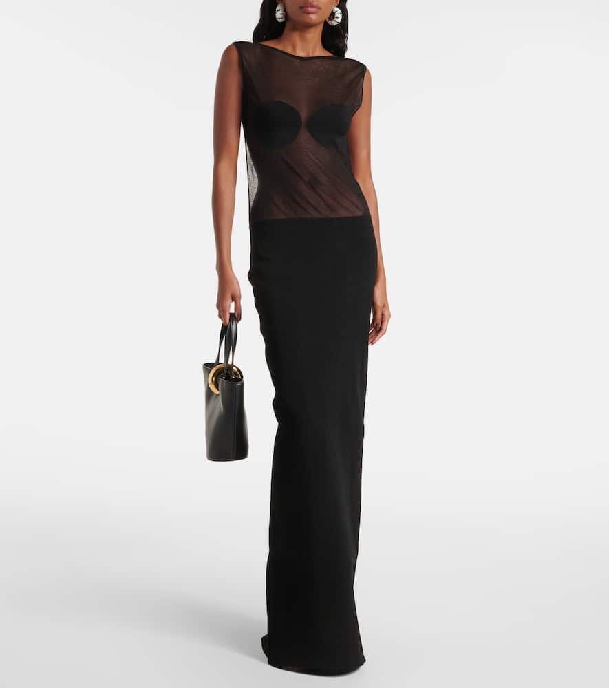 Platano sheer jersey maxi dress