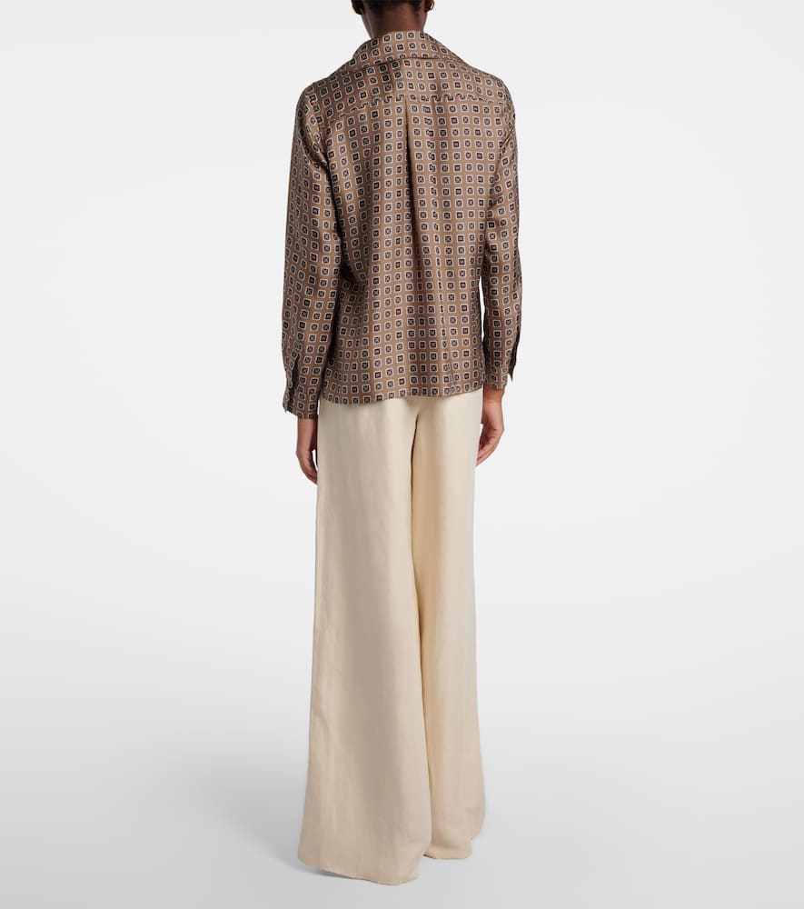Oro linen and silk wide-leg pants