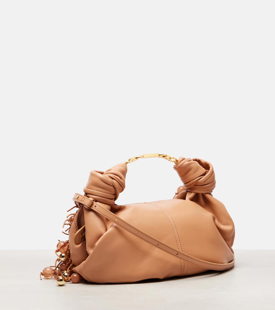 Foam beaded leather shoulder bag