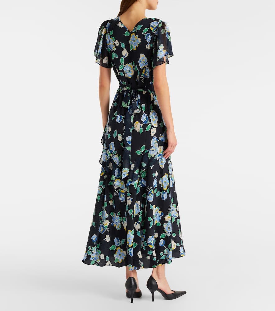 Kimmie floral ruffled silk midi dress