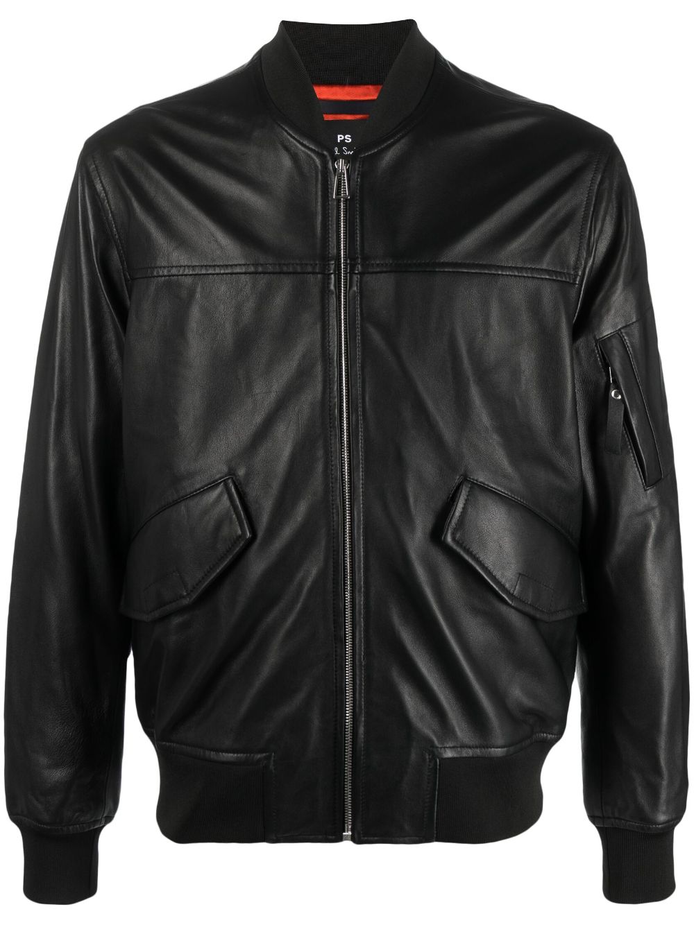 Zip-fastening leather jacket - Black