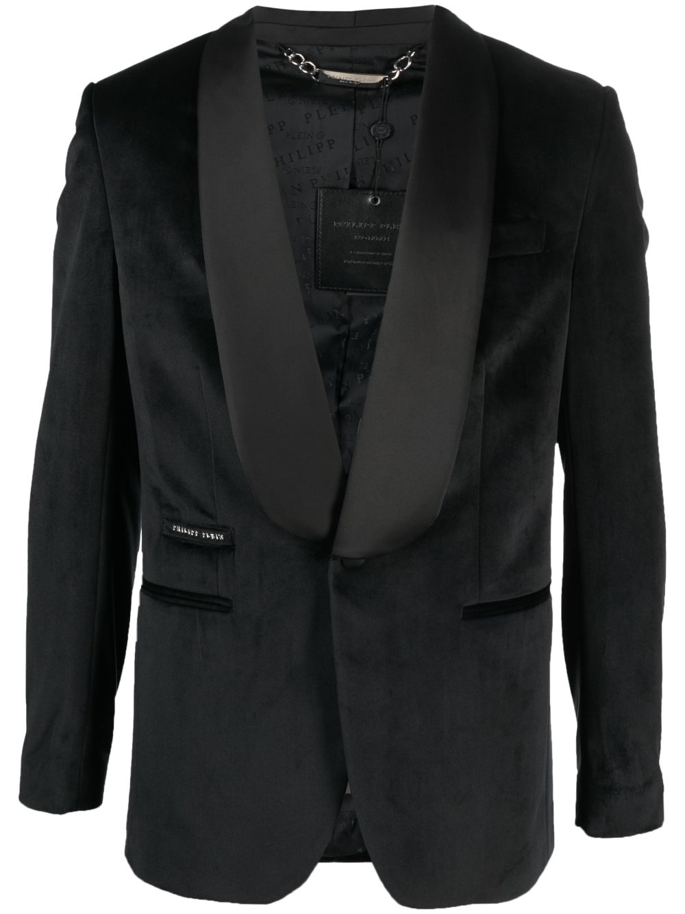 Single-breasted velvet blazer - Black