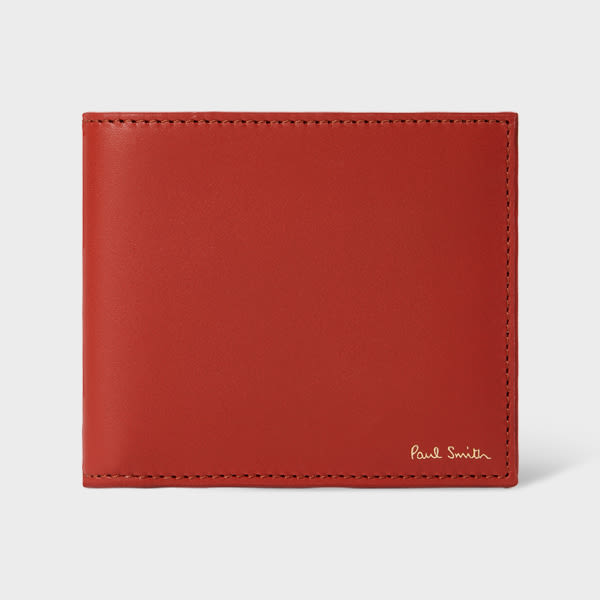 Brick Red Leather 'Signature Stripe' Interior Billfold And Coin Wallet
