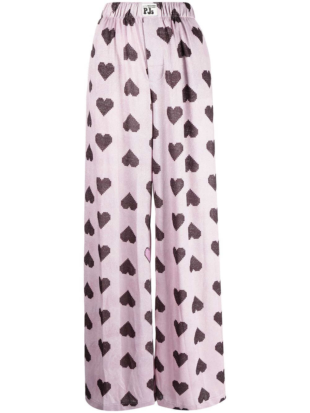 Heart-print wide-leg trousers - Pink