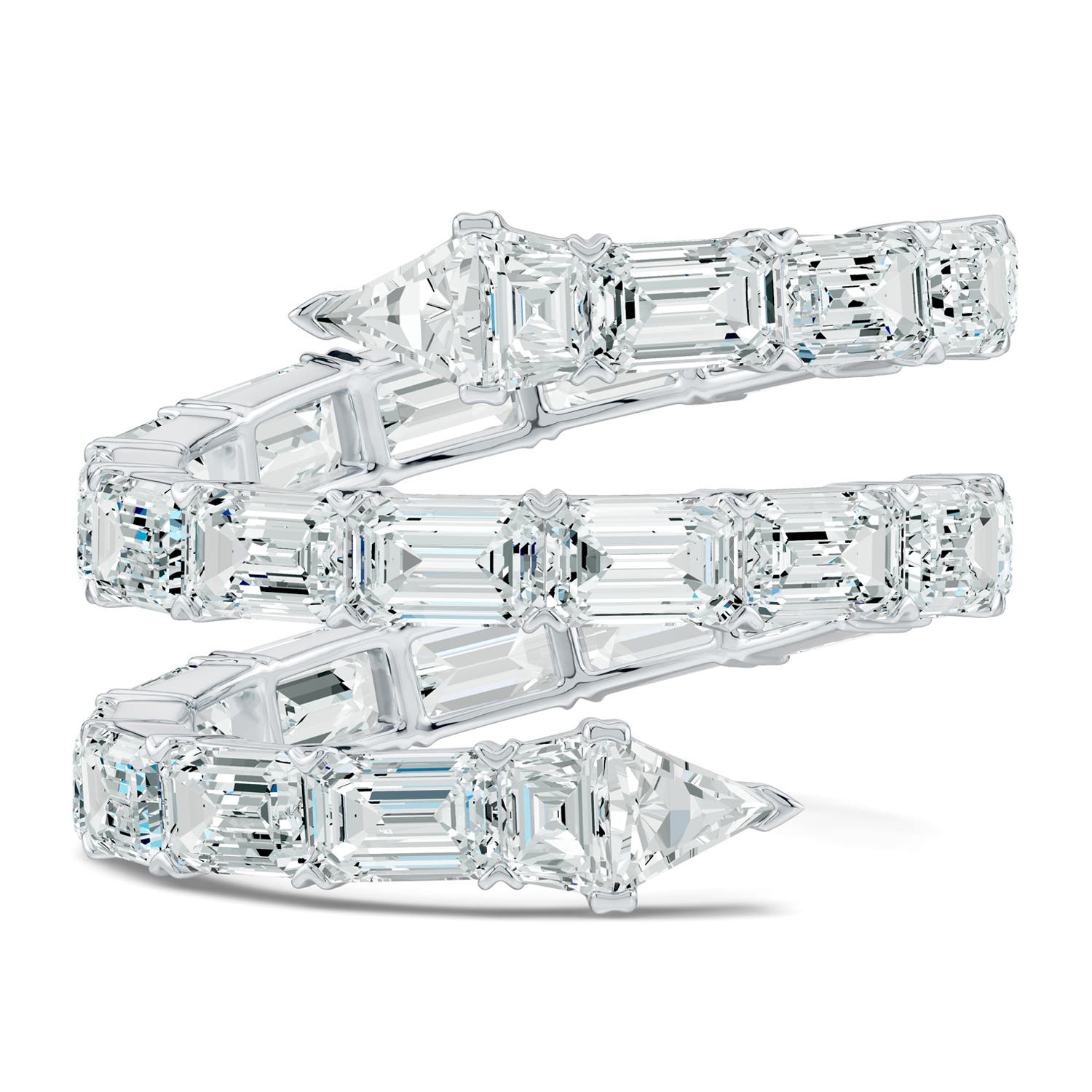 Angara 7.56 Carats The Davis Standard Snake Diamond Ring in 14K White Gold