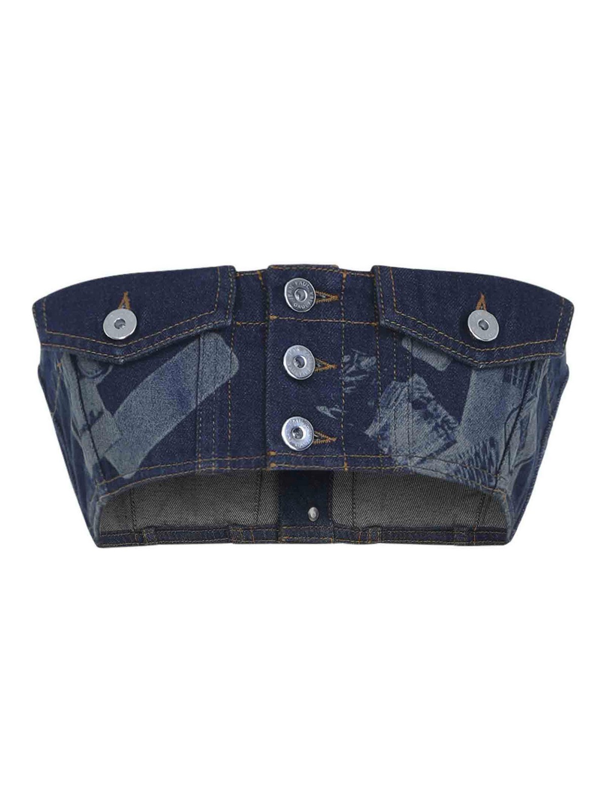 Jean Paul Gaultier - denim bustier top strapless button pocket
