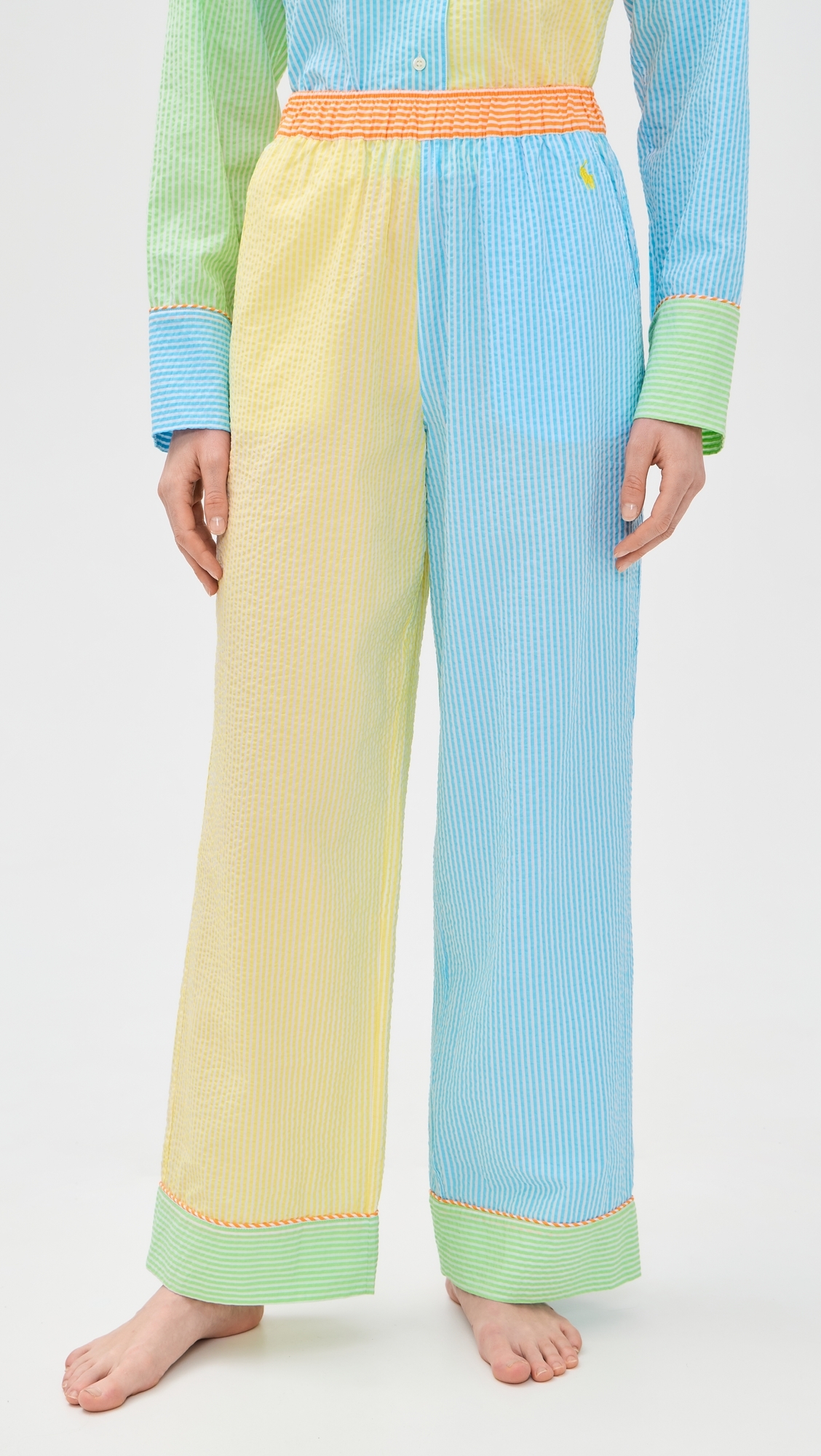 Mixed Seersucker Pajama Set Multicolor