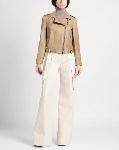 Woman Jacket Sand Size M Leather