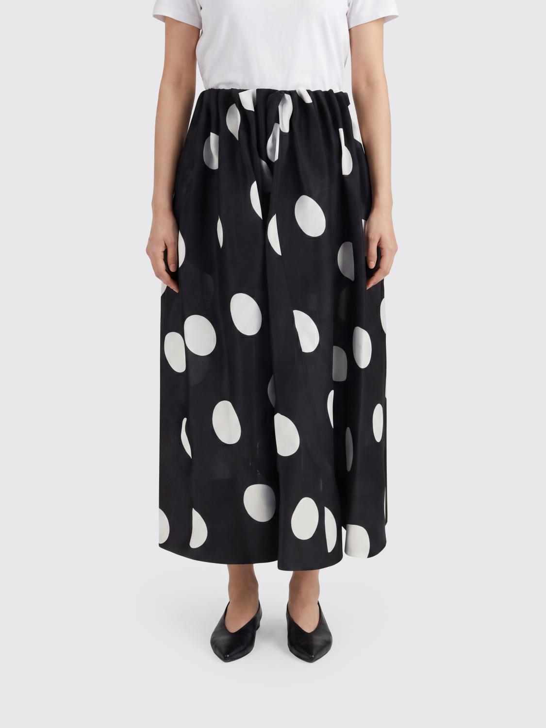 Polka-Dot Silk A-Line Midi Skirt with Elasticated Waist