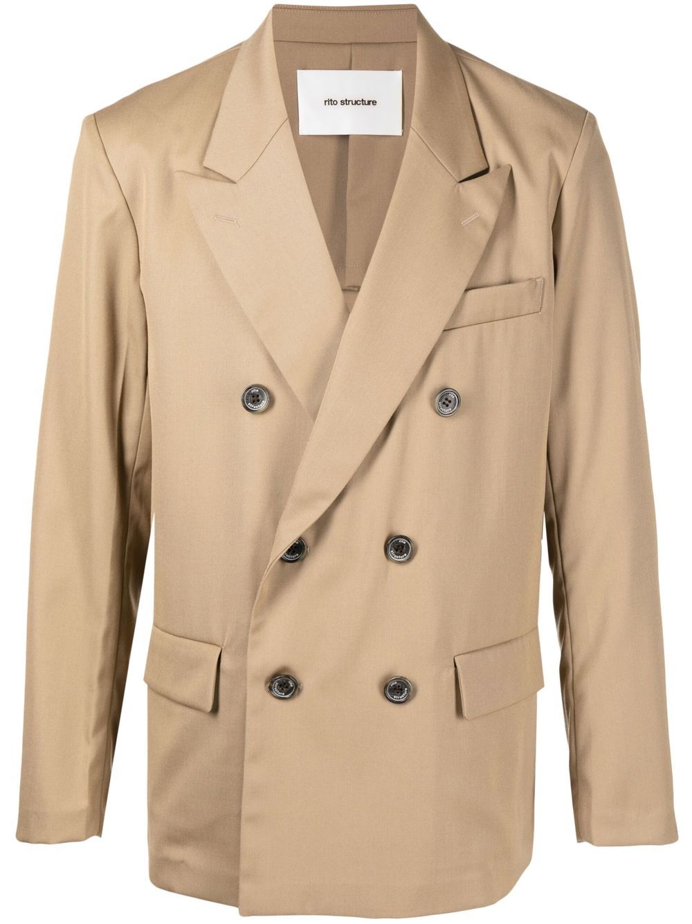 Double-breasted fitted blazer - Brown