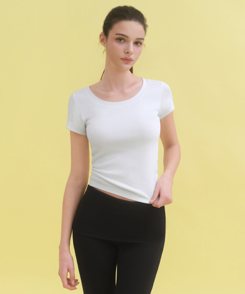 Womens Slim Scoop Neck Cap Sleeve T-Shirt