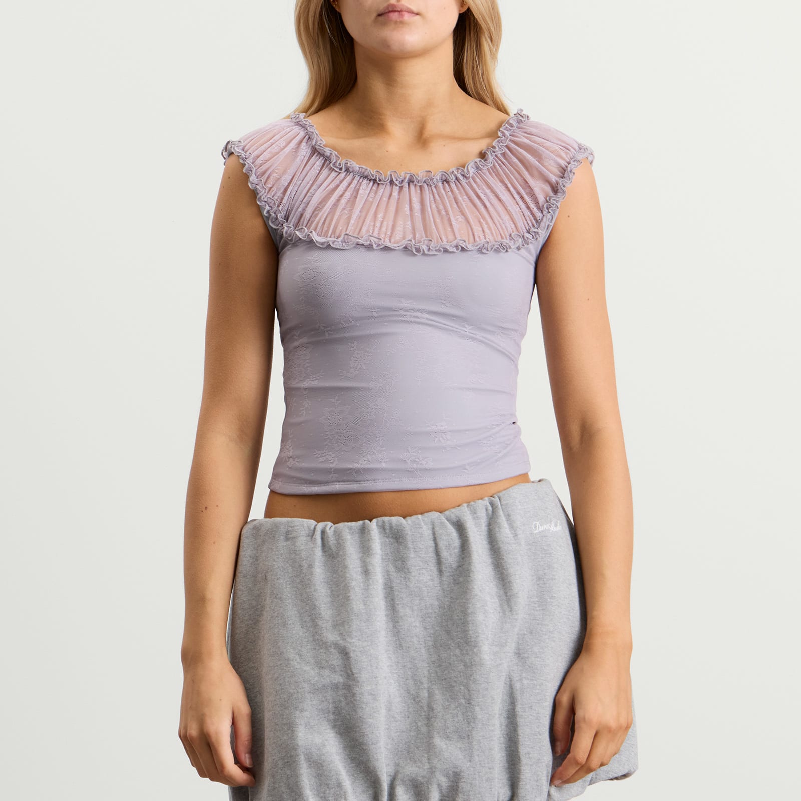 Women's Ruffled Halo Top Wisteria