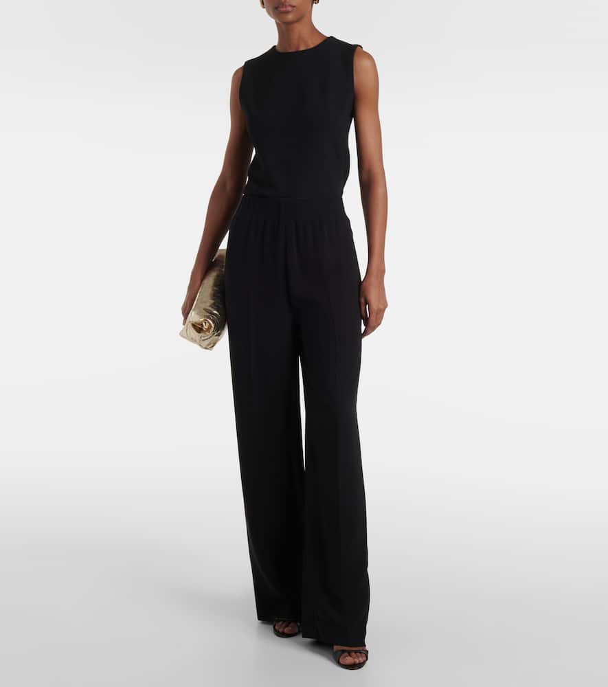 Maud high-rise silk cady wide-leg pants