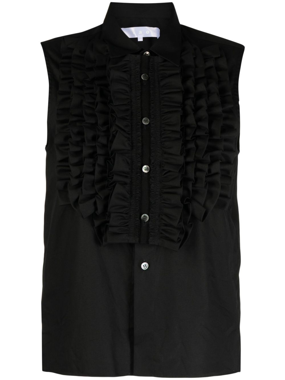 Ruffle-detail sleeveless shirt - Black
