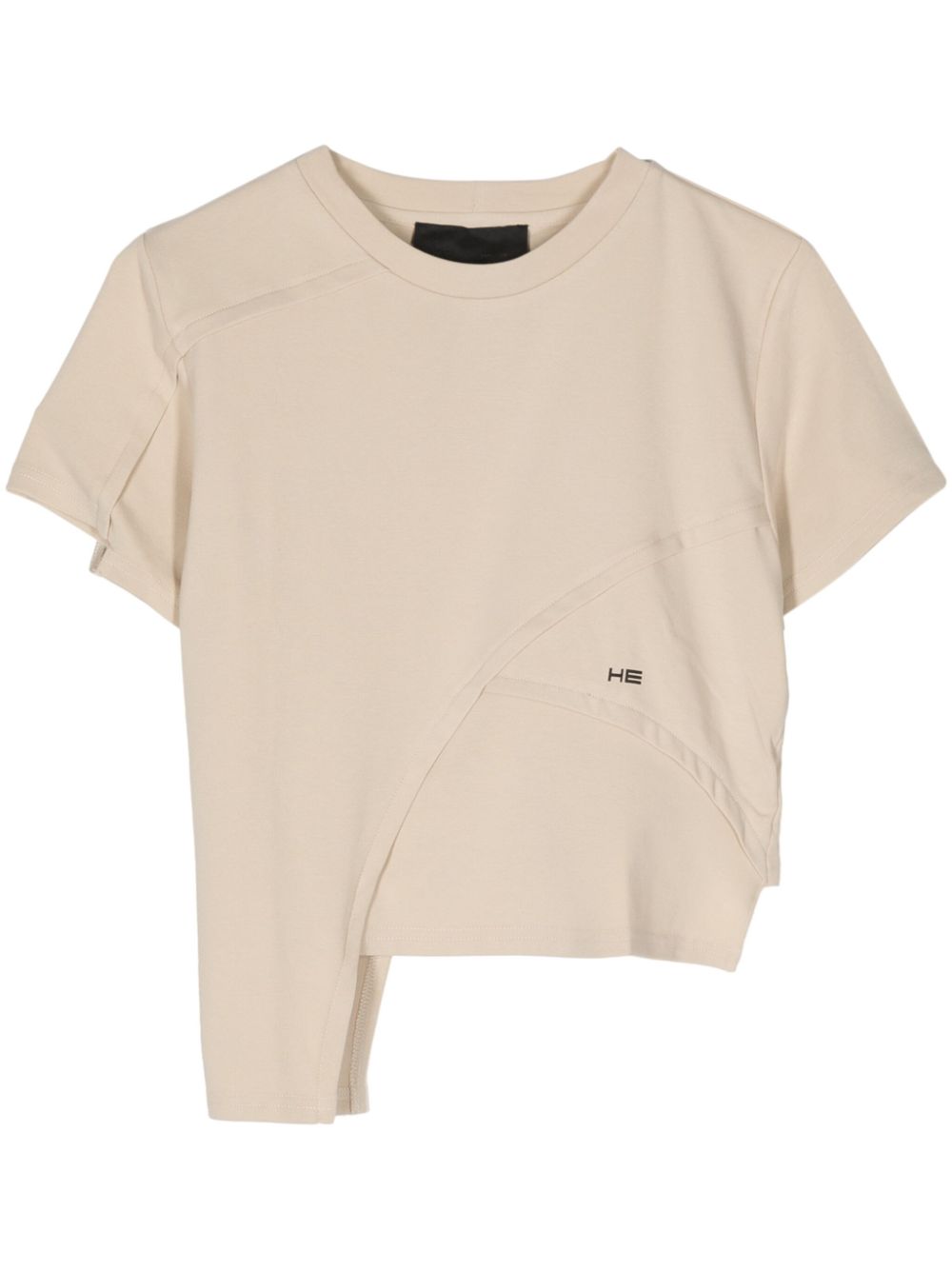 Logo-print panelled t-shirt - Neutrals