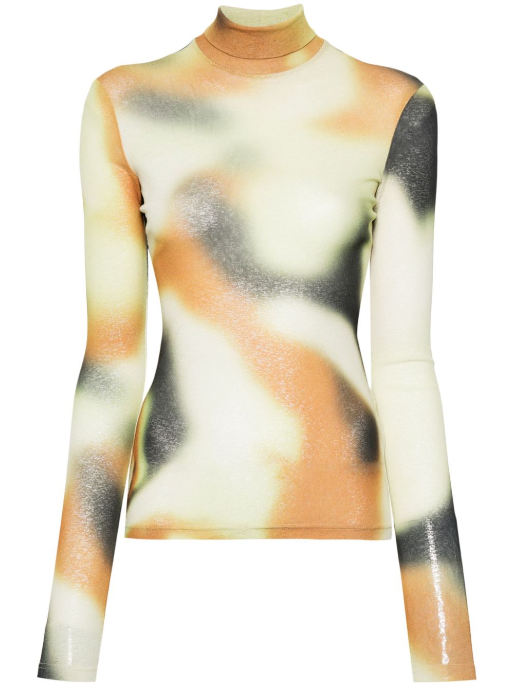 Smudged graffiti-print top - Yellow