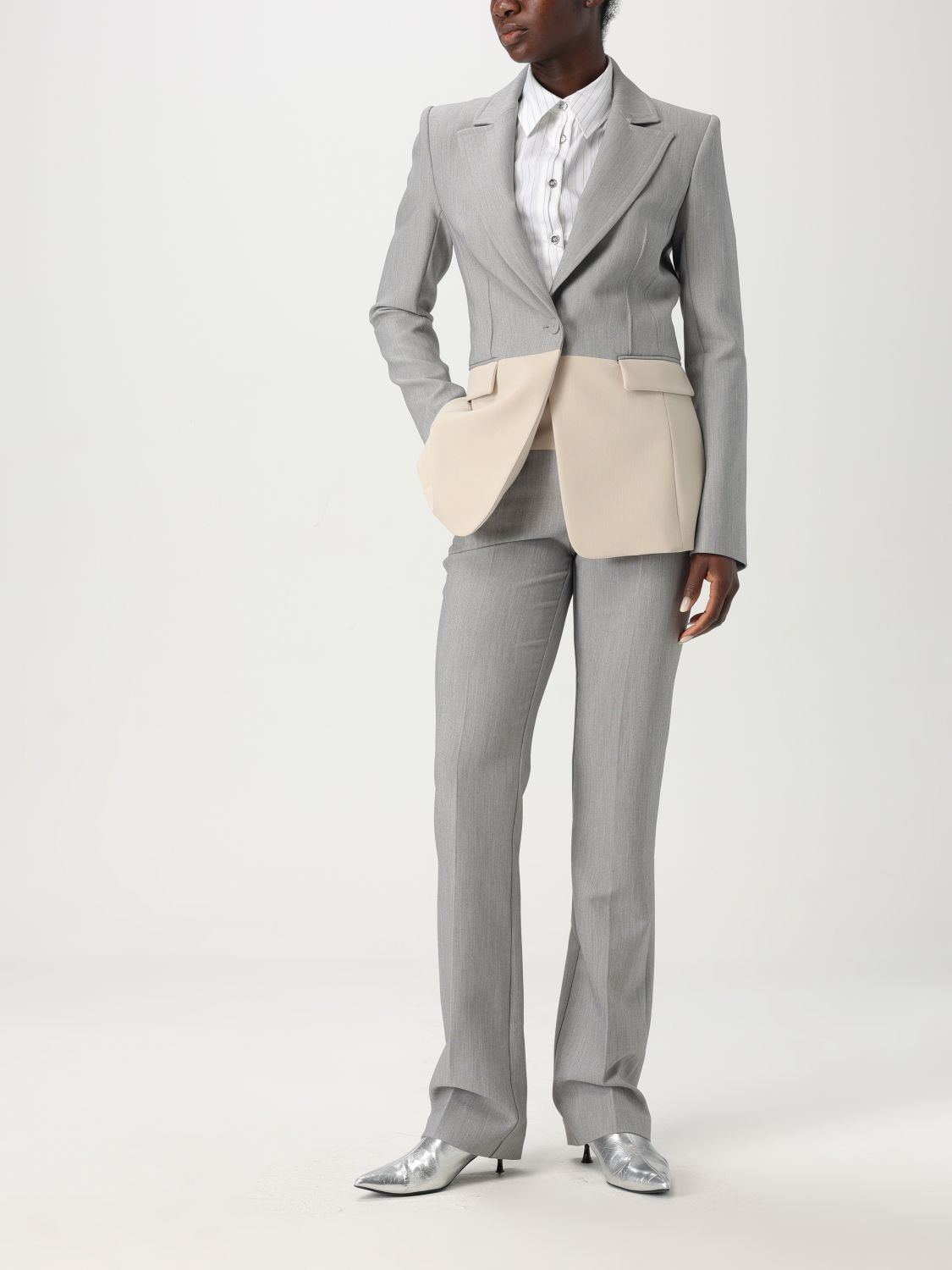 Colour-block trousers - Grey