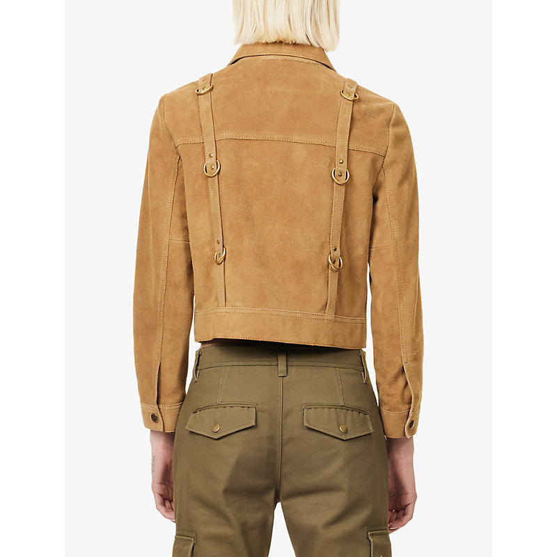 Womens x Brain Dead Strap Charm Leather-Suede Jacket