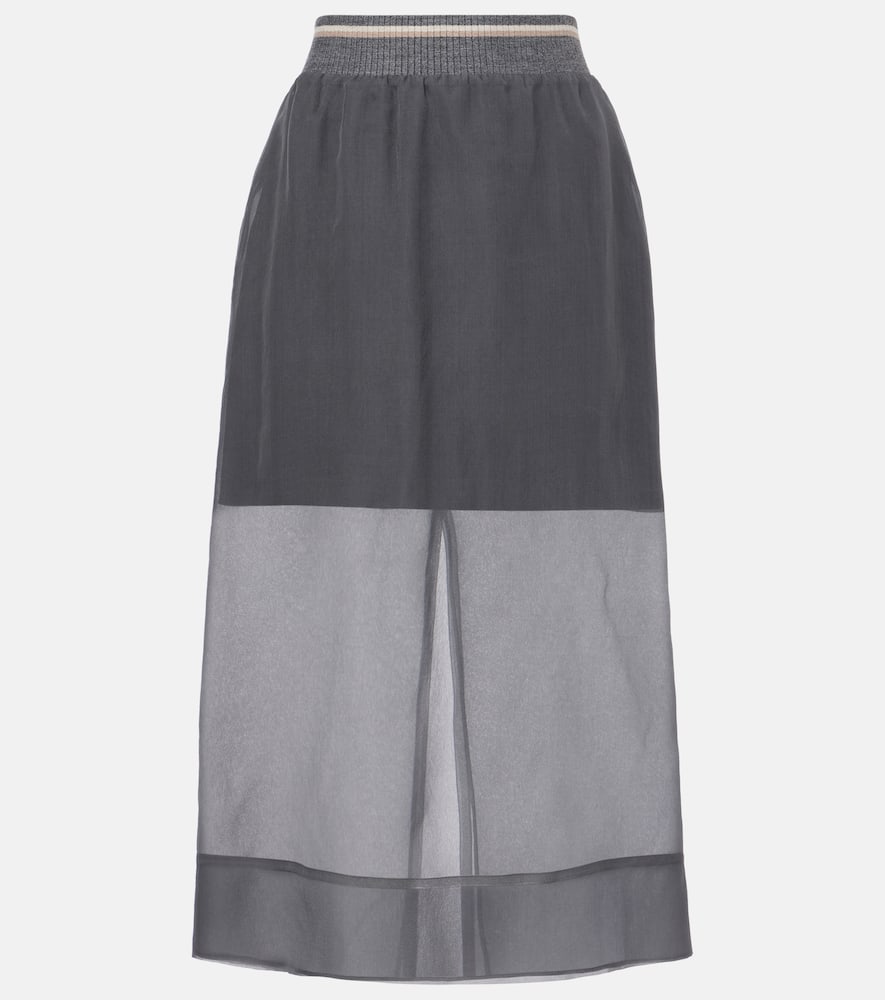 Sheer silk midi skirt