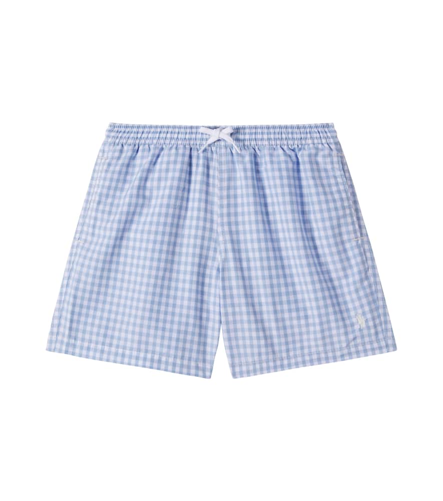 Traveler checked swim trunks