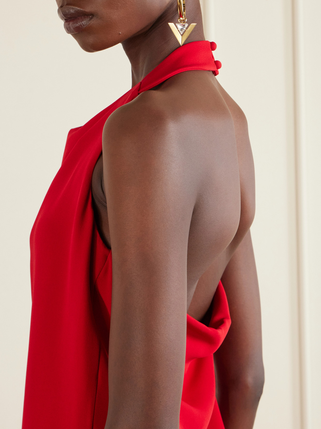 Draped Silk-cady Mini Dress - Red