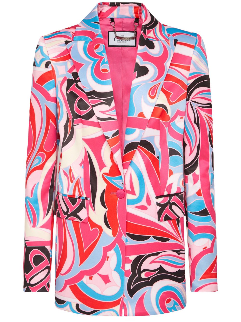 Graphic-print single-breasted blazer - Pink