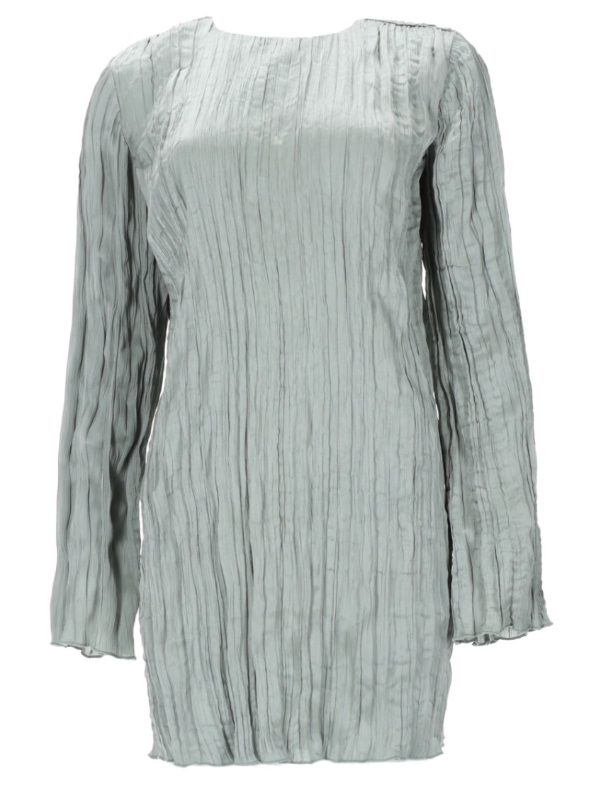 Staud - long sleeve dress round neckline texture