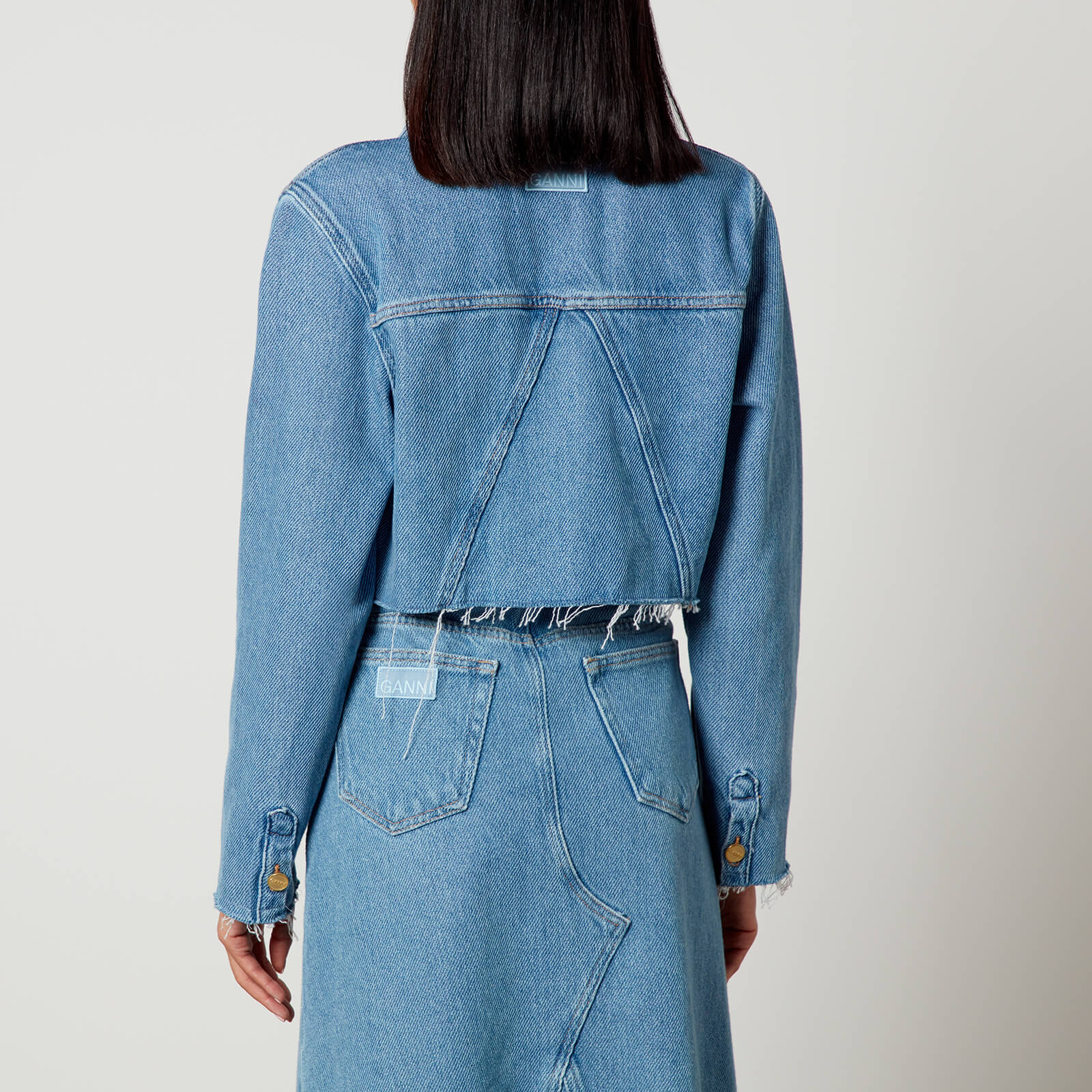 Ganni Cropped Organic Denim Trucker Jacket - EU 40/UK 12