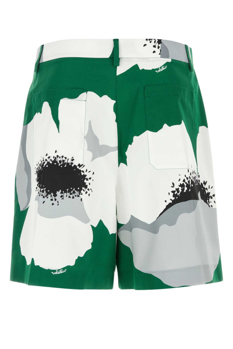 -Bermuda in cotone con stampa Valentino Flower Portrait-Uomo