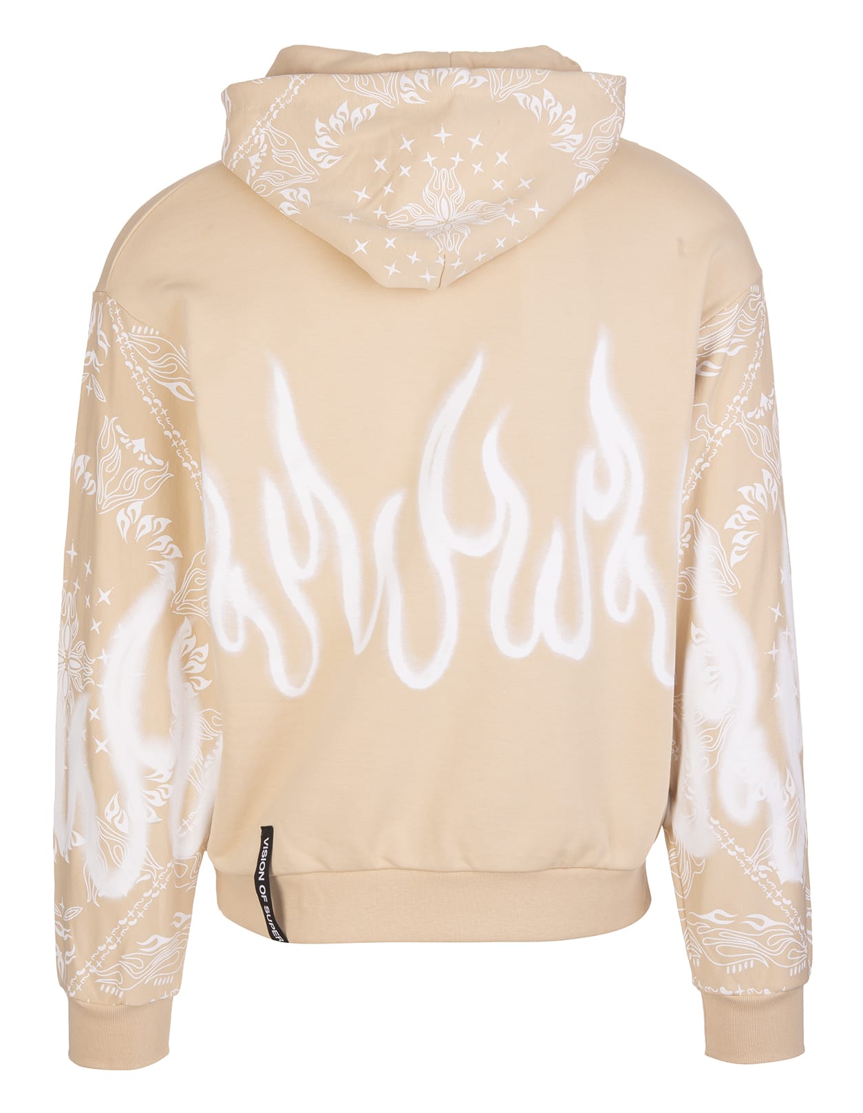Unisex Beige Hoodie With Bandana Print