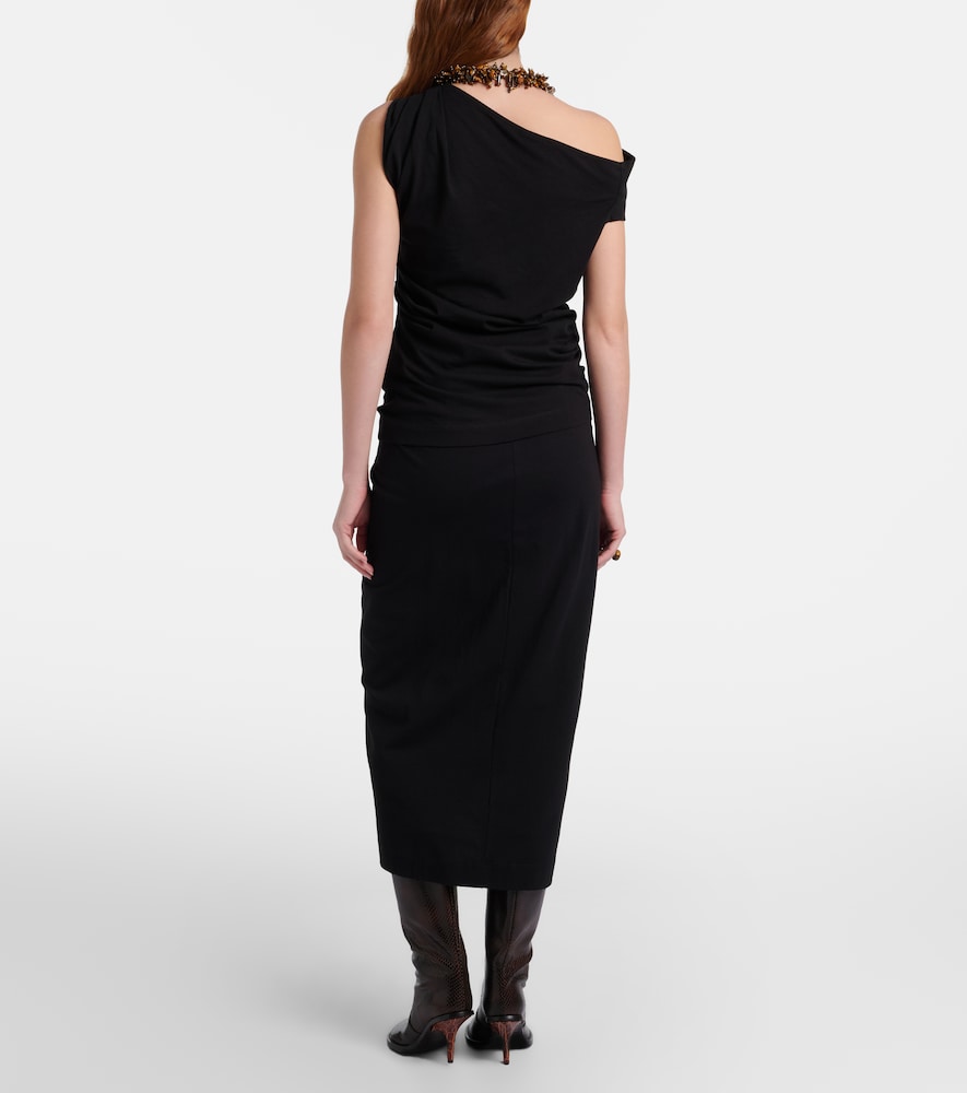 Gathered cotton midi skirt