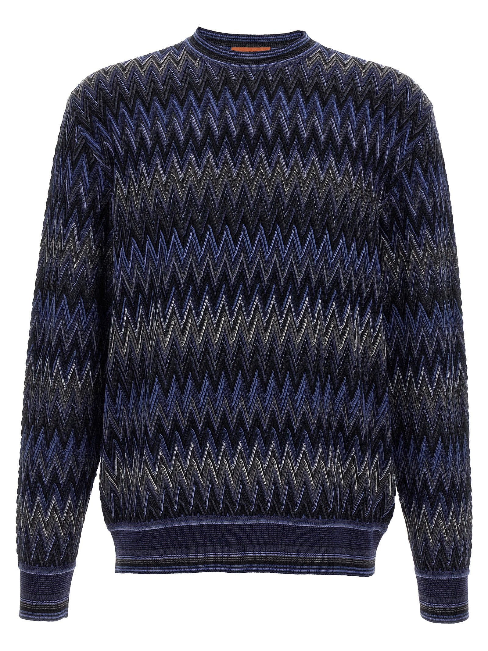 Zigzag Wool Sweater — Navy