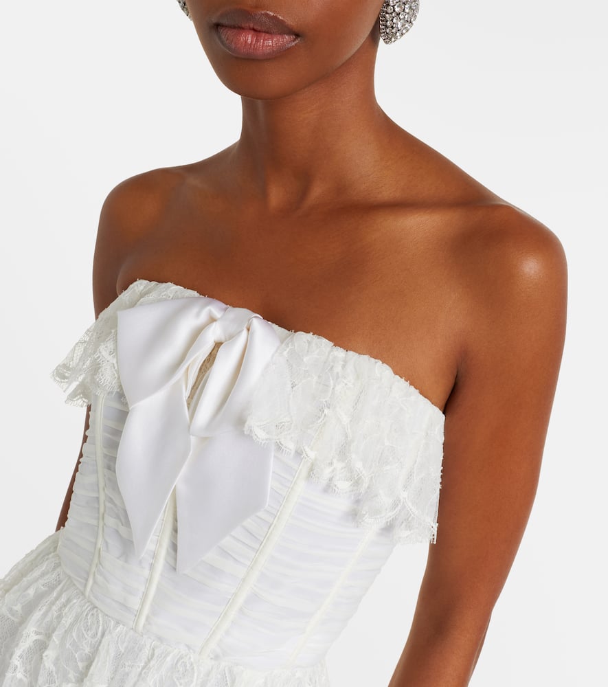 Lace and silk georgette bustier dress