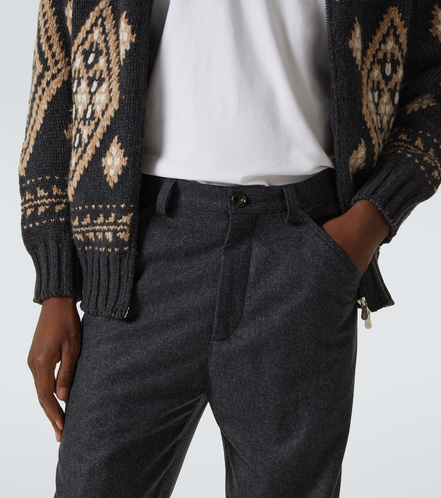 Pleated virgin wool straight pants
