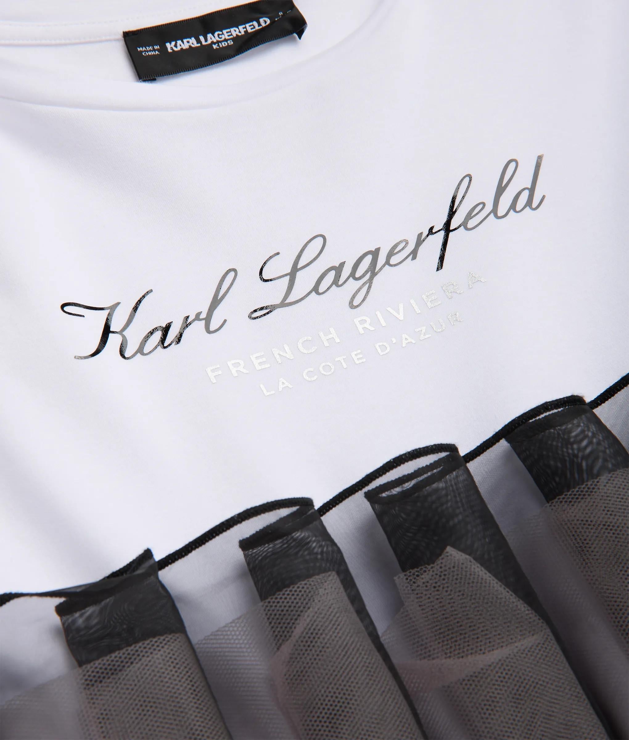 Karl Lagerfeld - Mesh-kleid Für Mädchen, Weiss/pink, Größe: 10y