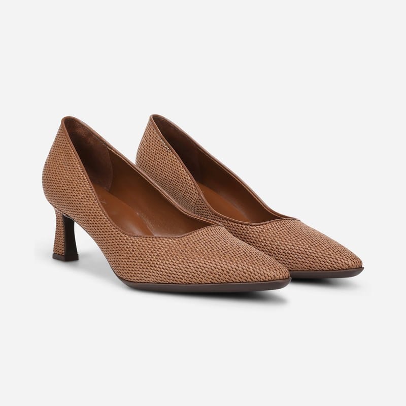 Tylan 2 Dress Pump Shoes, Walnut Brown Faux Raffia
