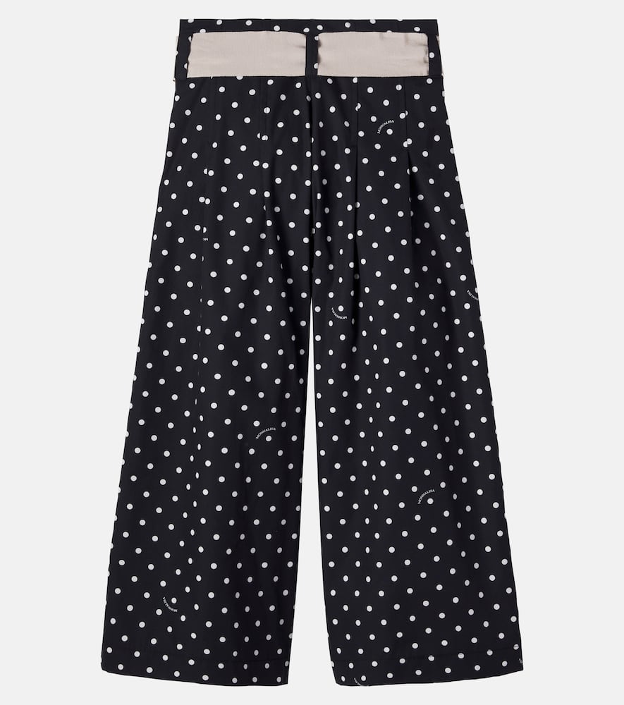 Polka-dot cotton poplin pants
