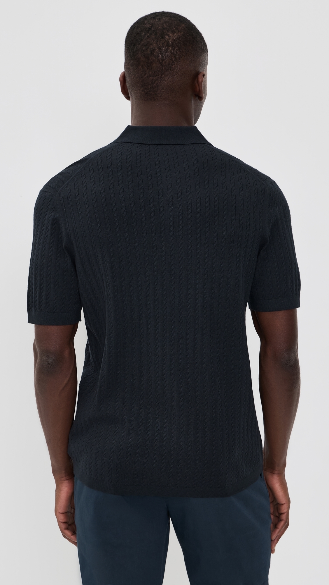 Short Sleeve Polo In Fine Bilen Dark Eclipse