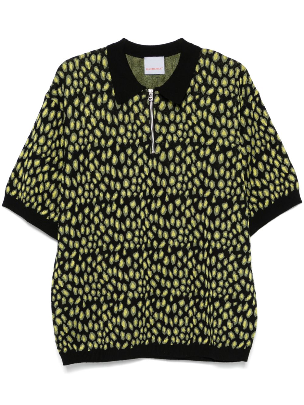 Leopard-jacquard polo shirt - Black