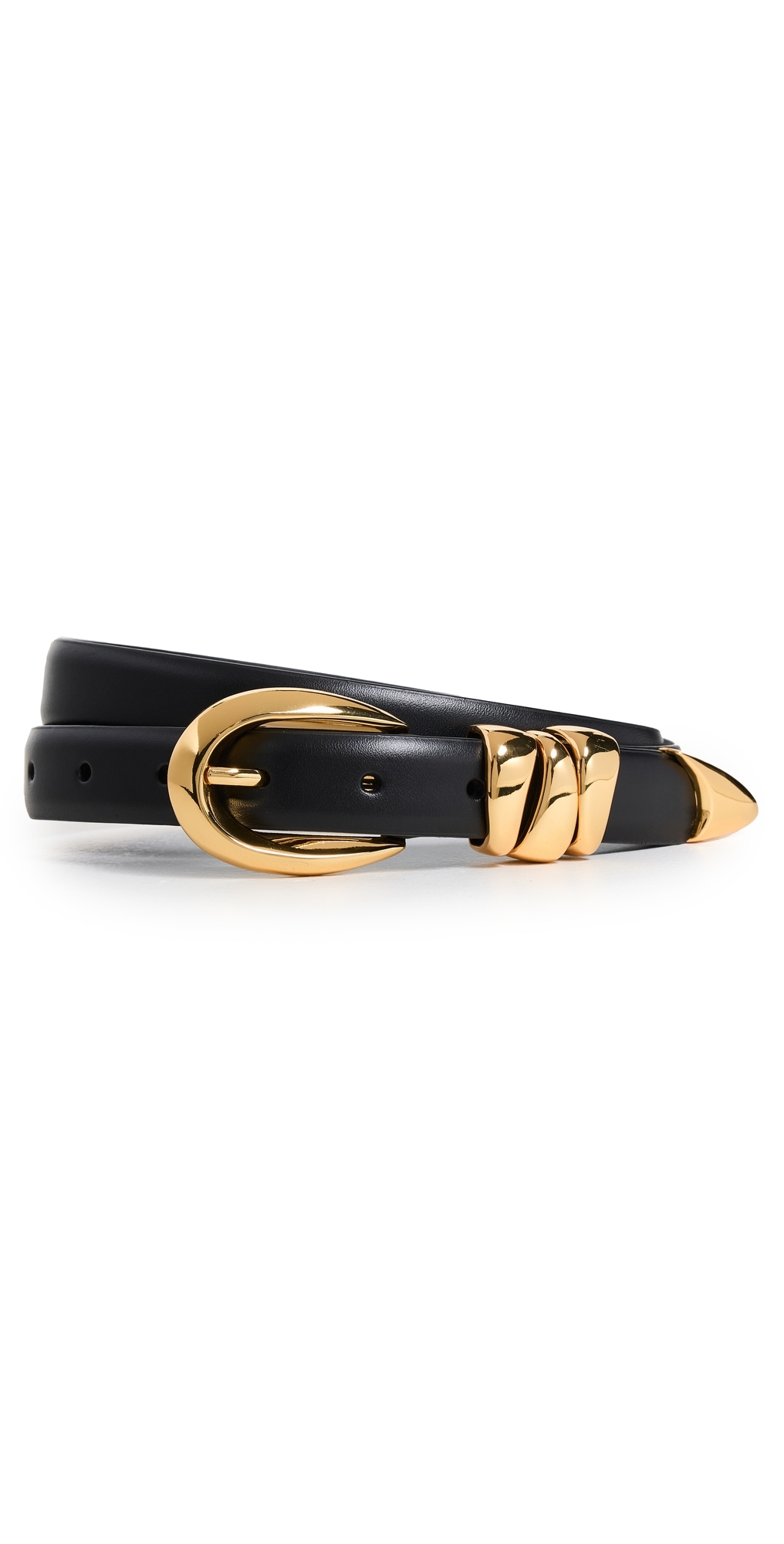Triple Metal Keeper Gold Belt True Black with Gold Hardware