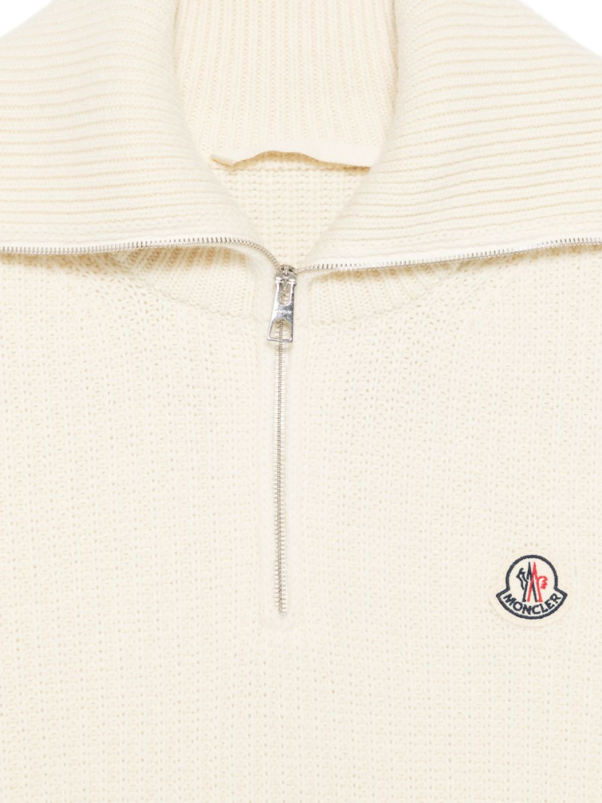 Off White Half Zip Logo Sweater