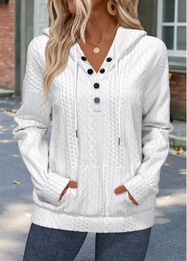 Modlily White Tummy Coverage Long Sleeve Hoodie