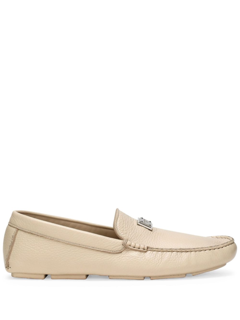 Logo-plaque leather loafers - Black