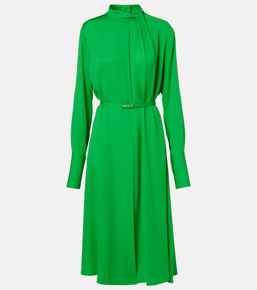 Belted silk midi dress