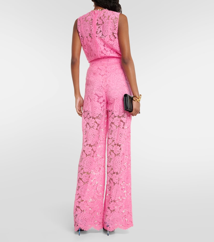 Mid-rise lace wide-leg pants