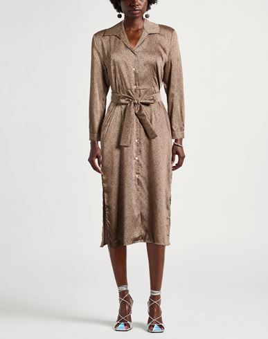 Woman Midi dress Sand Size 6 Polyester