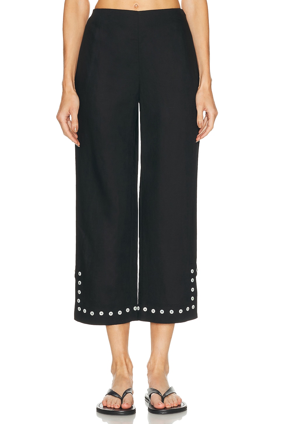 Staud Piha Linen Pant in Black - Black. L also in M