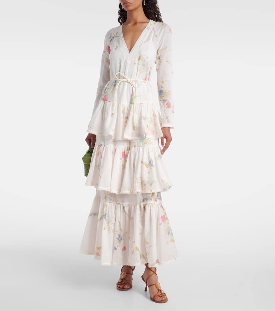 Lucky floral tiered cotton maxi dress