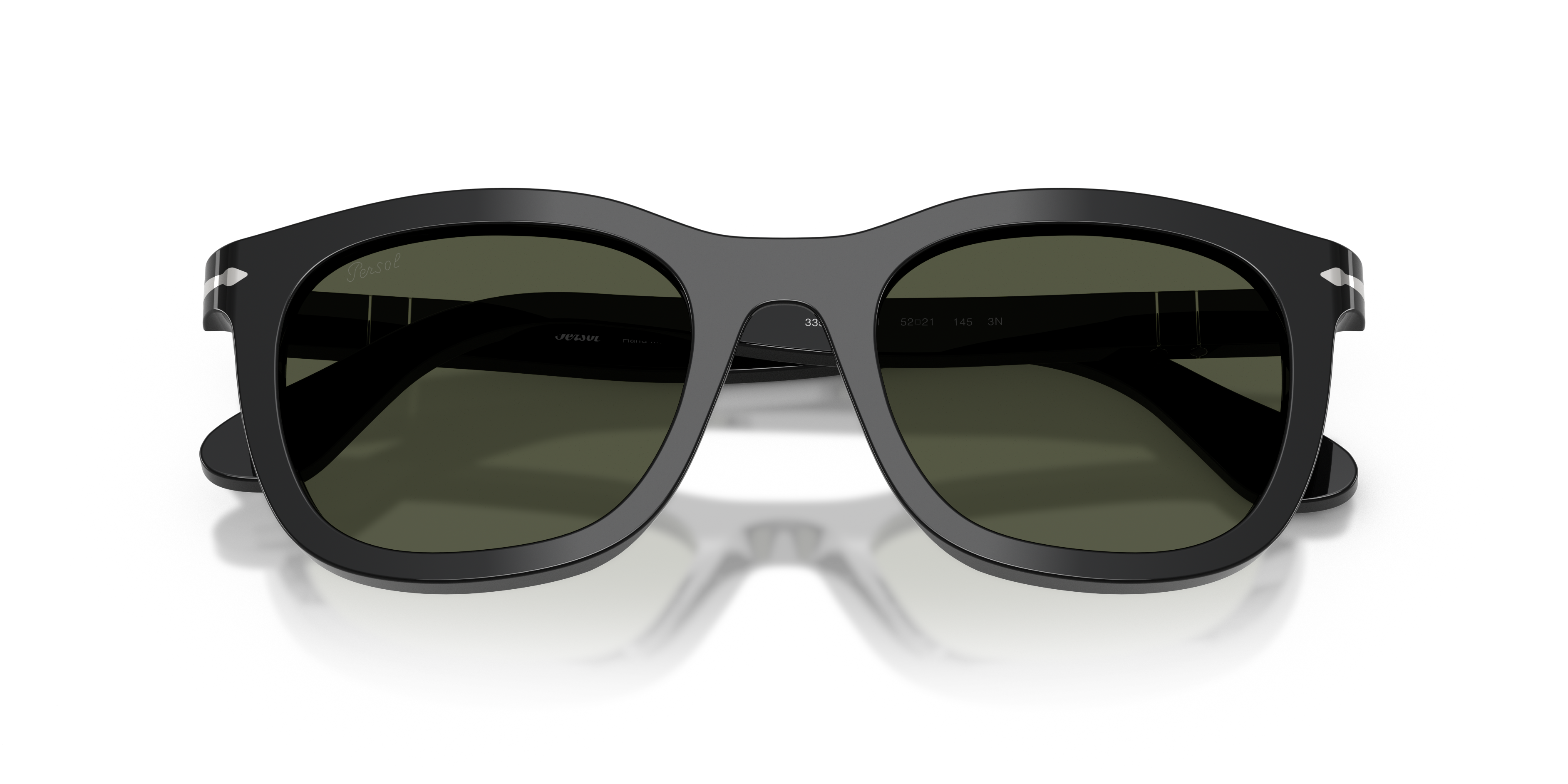 Persol Unisex Persol PO3395S 95/31 Occhiali da sole Acetato Nero Verde Pantos Normale